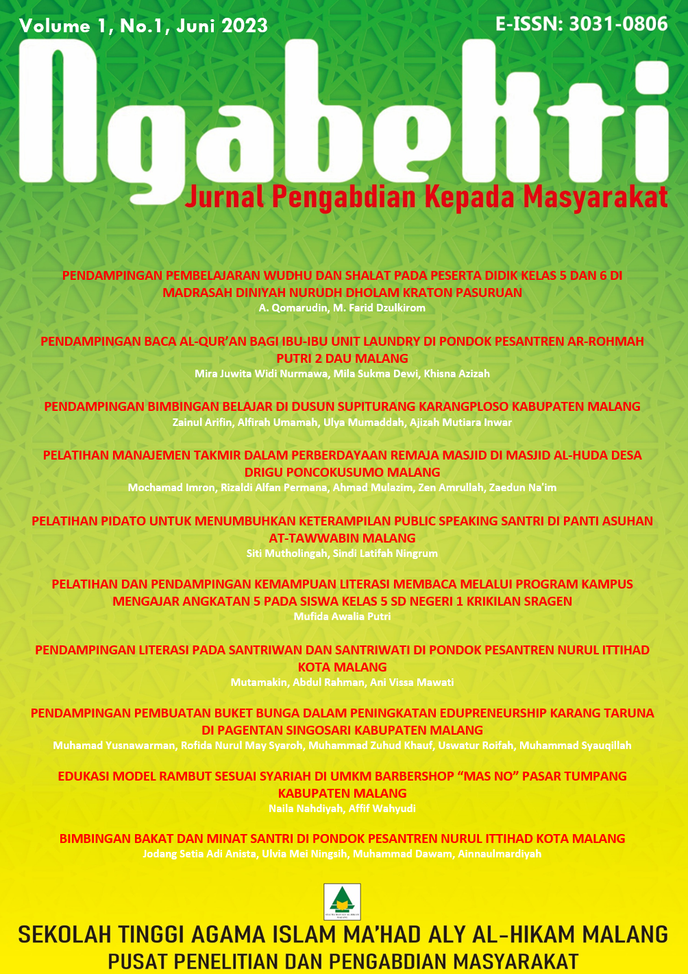 					View Vol. 1 No. 1 (2023): Ngabekti: Edisi Juni 2023
				